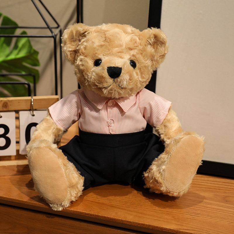 Cartoon Couple Dressed Bear Teddy Bear Doll Plush Toy Hug Bear Doll Girl Soothing Doll 25cm（0.23kg）