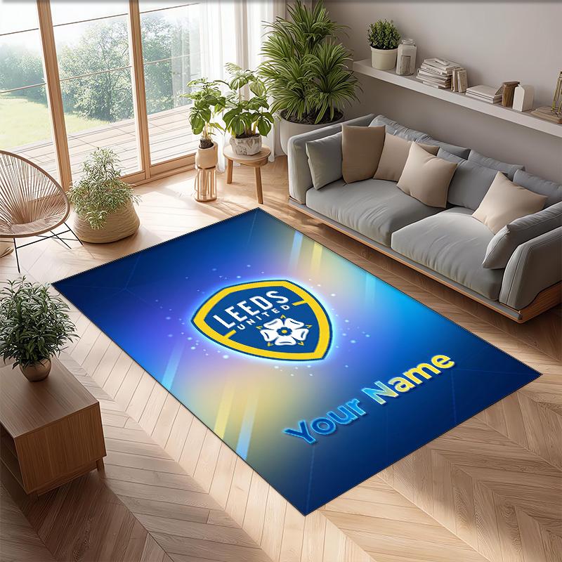 Leeds United Printed Crystal Velvet Rug Non‑Slip Crystal Velvet Carpet For Sofa Bedroom Indoor Home Decoration