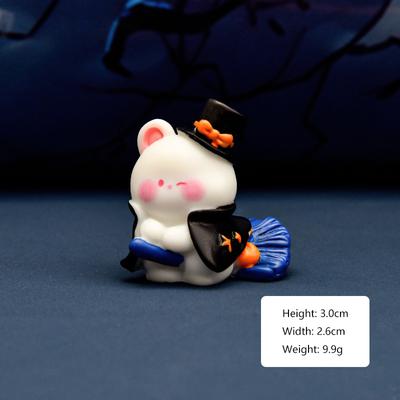 Mini Halloween Ornament Cartoon Pumpkin Ghost Broom Witch Figurine Micro Landscape Car Interior Home Desktop Decoration
