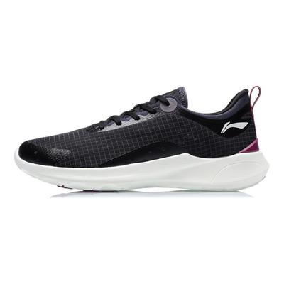 Li Ning Lightweight Shock Absorbing Wear Resistant Non Slip Low Top Running Shoes Women Sneakers Black White ARBR002-4