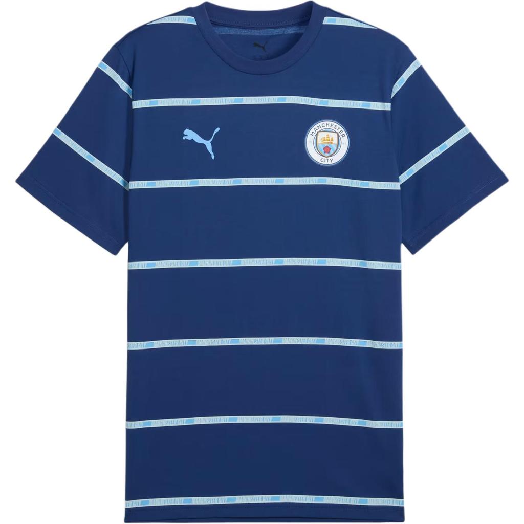 Puma Manchester City Ftblculture Printed Crew Neck Sports Striped Short Sleeve T-Shirt Men Tops 786280-39