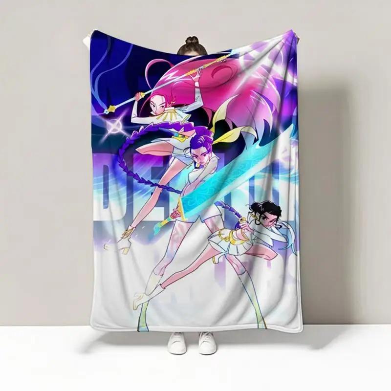 K-Pop D-emon H-unters Anime flannel blanket, soft and comfortable, suitable for home travel party gifts