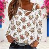 Women Plus Size White Asymmetric Cutout Neck Cold Shoulder Long Sleeve Floral Printed Top