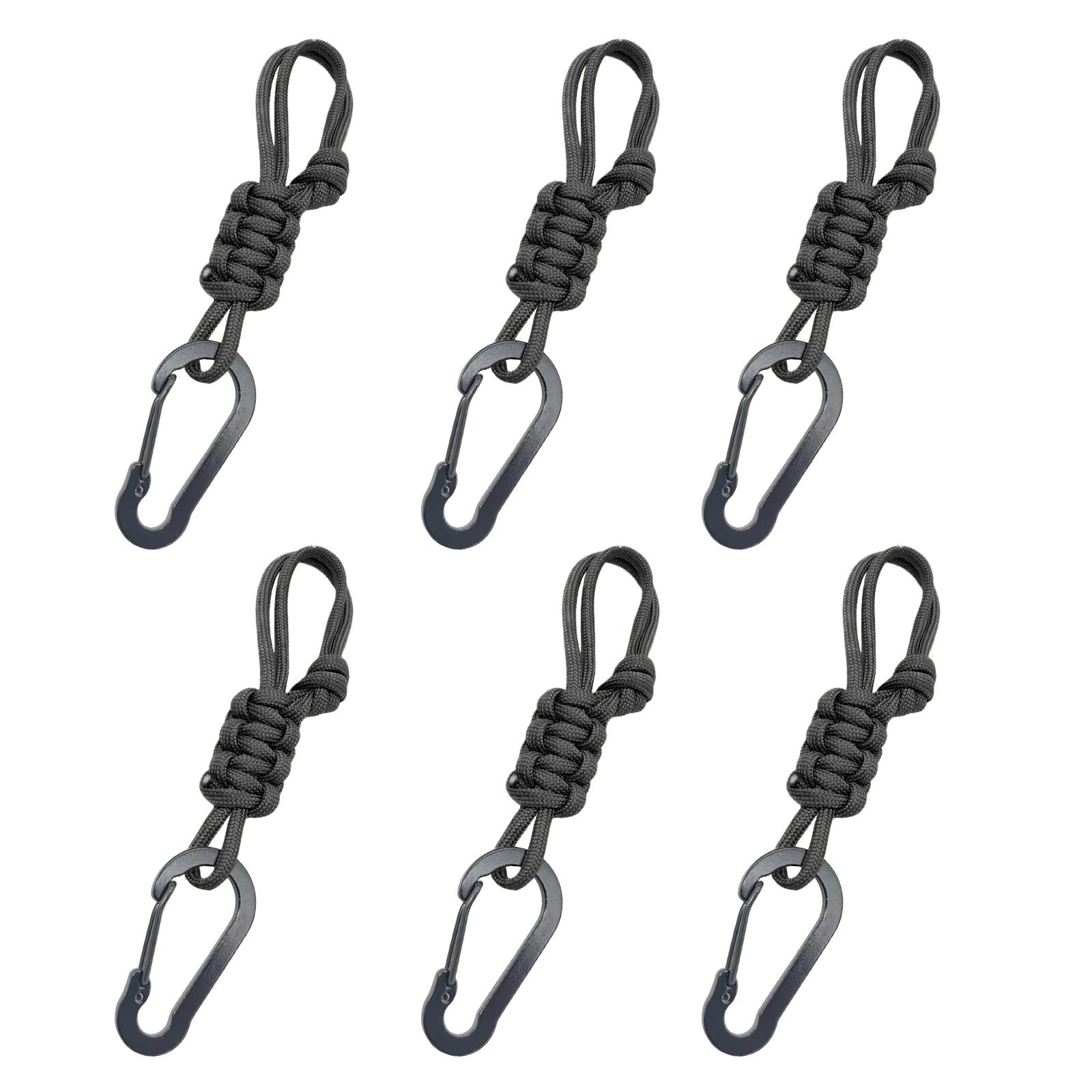 

6 Pack Carabiner with Strap Adjustable Buckle Paracord Keychains Multifunctional for Keys Outdoor Camping Hiking Men Women чёрный