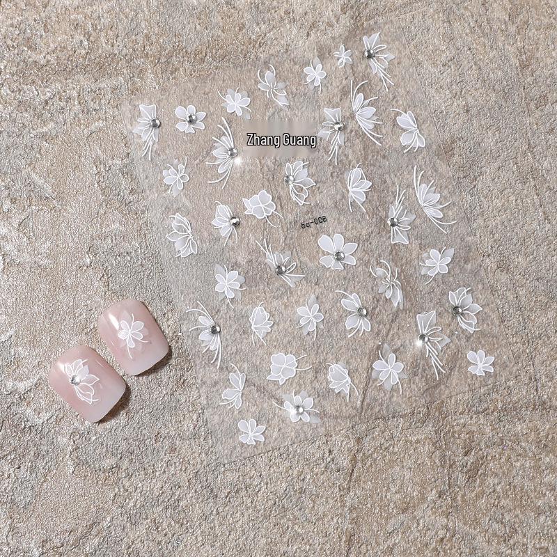 Ins Style Crystal Diamond 5D Stereo Embossed Nail Art Stickers with Rhinestones
