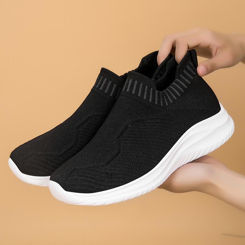 Large size elastic socks shoes low-top summer fly-woven mesh lazy shoes casual sports women's shoes