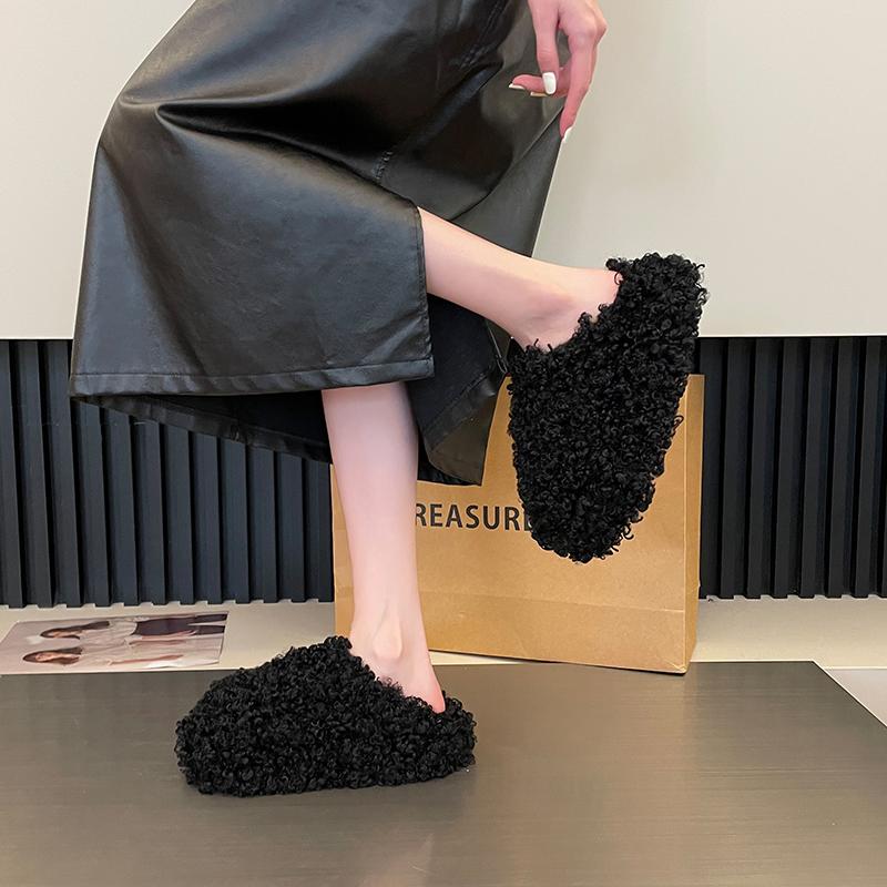 Luxury Plush Slippers for Women 2025 Cover Toe Fur Slides Casual Platform Flip Flops Pantofle New Shoes Woman