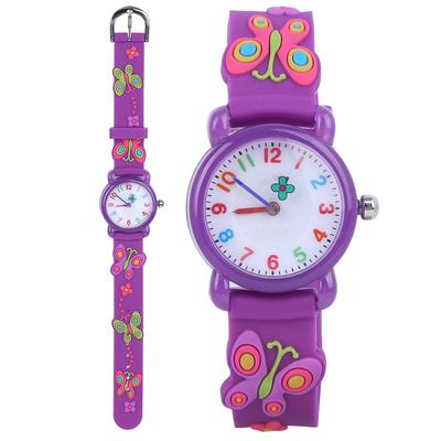 Waterproof Kid Cartoon Watch Cute Exquisite Pattern Children Wrist Watch GiftPurple