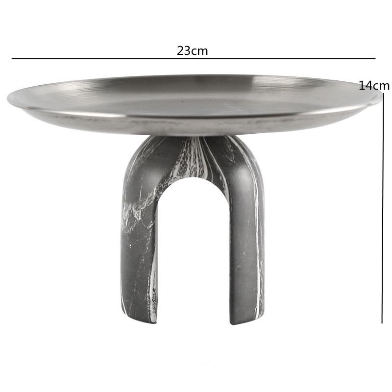 Resin Geometric Arch High Foot Fruit Tray, Stainless Steel Bowl, Metal Tray, Snacks, Living Room Dining Table Storage Tray