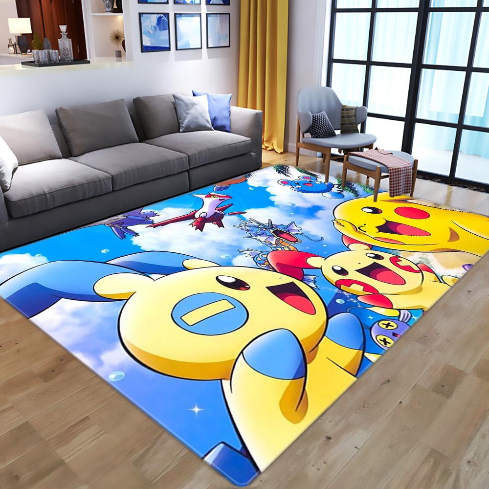 Pikachu Pokémon Cartoon Kids Crystal Velvet Print Floor Mat Absorbent Slip Mat