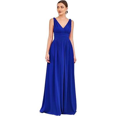 2025 Elegant Women's Evening Dress - Sleeveless Chiffon, Deep V-Neck, Formal Long Design