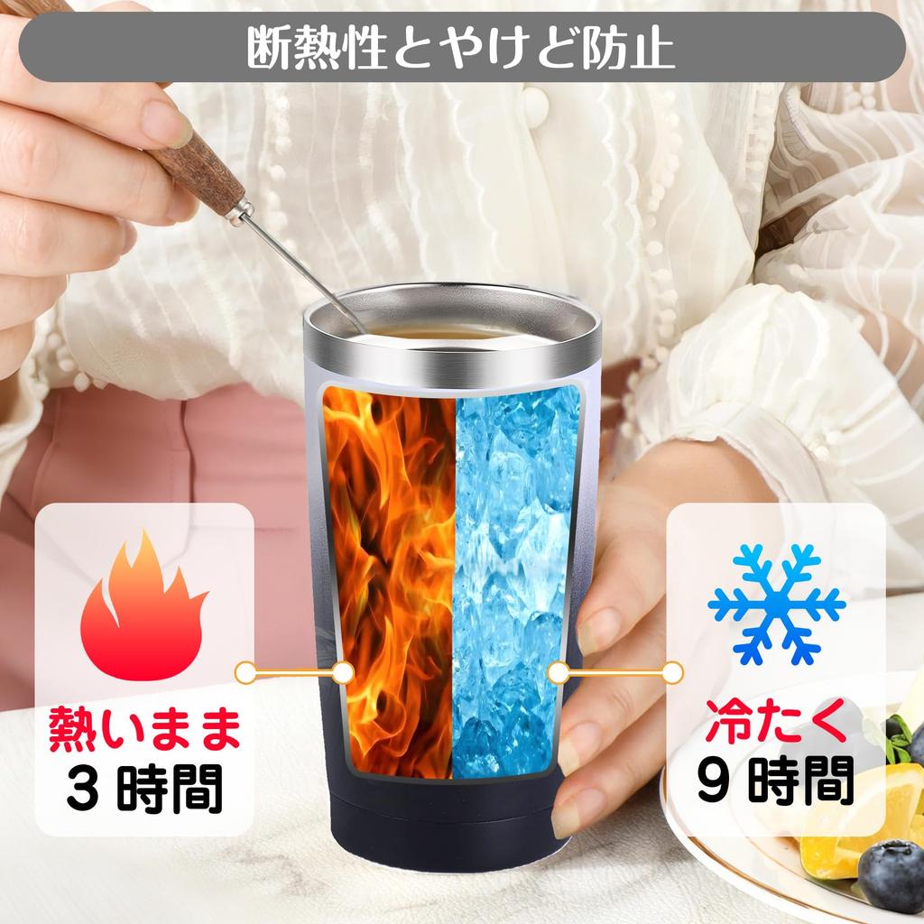 Spill-proof tumbler, vacuum insulated, keeps hot or cold drinks hot, with straw, lid, stainless steel bottle, wide mouth, direct drinking,