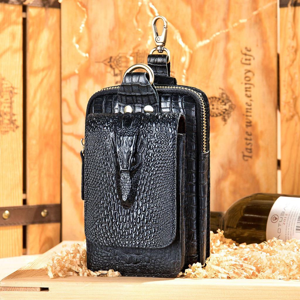 Men's Retro Cowhide Fanny Pack: Genuine Leather Multi-Functional Phone Belt Bag