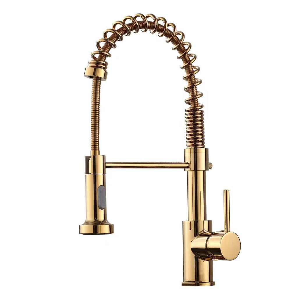 Black Rotatable Dual-Speed Kitchen Faucet with Spring Design for Hot and Cold Water