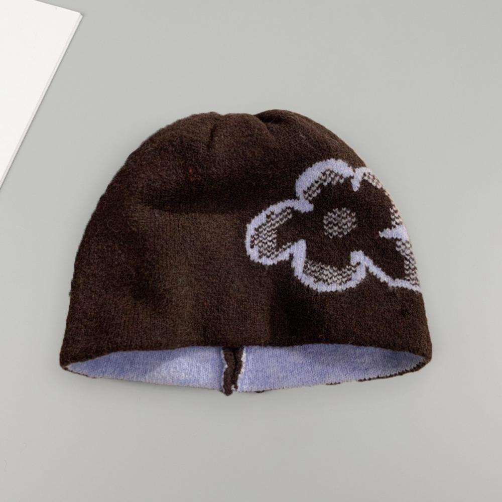 Wool Flower Jacquard Knitted Hat Warm Ear Protection Hat Fashion Printing Knit Cap Outdoor
