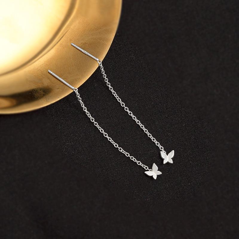 

Корейские серьги-бабочки Banyan Tree из серебра 925 пробы для женщин — элегантные, на длинной цепочке, модные. ES1628, 925 Silver серебряный