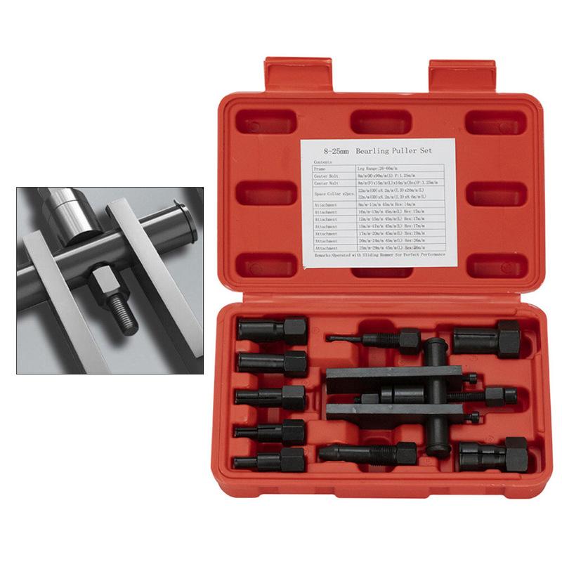 Jeu de 10 extracteurs de roulements avec mandrins de 8-25 mm pour moto, voiture, roulements aveugles industriels, outils revêtus antirouille