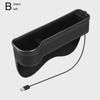 1pcs New Car Crevice Storage Box with 2 USB Charger Colorful LED Seat Gap Slit Pocket Seat Organizer Card Phone Bottle Cups Holder
