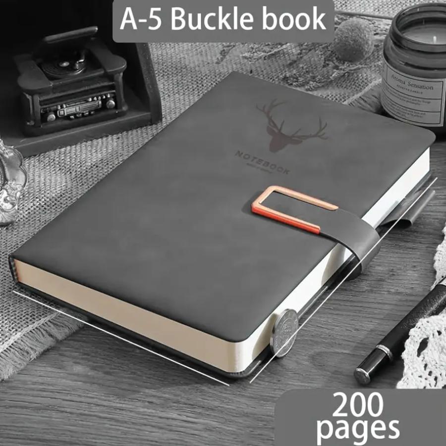 Vintage A5 leather notebook with personalized soft cover, perfect for business meetings, schools, and homes with bookmarks