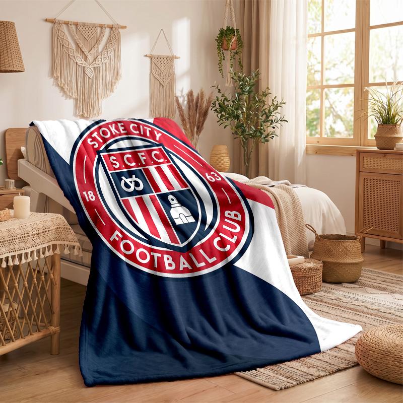 Stoke City Football Print Flannel Blanket Soft Warm Sofa Bed Throw Blanket For Home Office Bedroom
