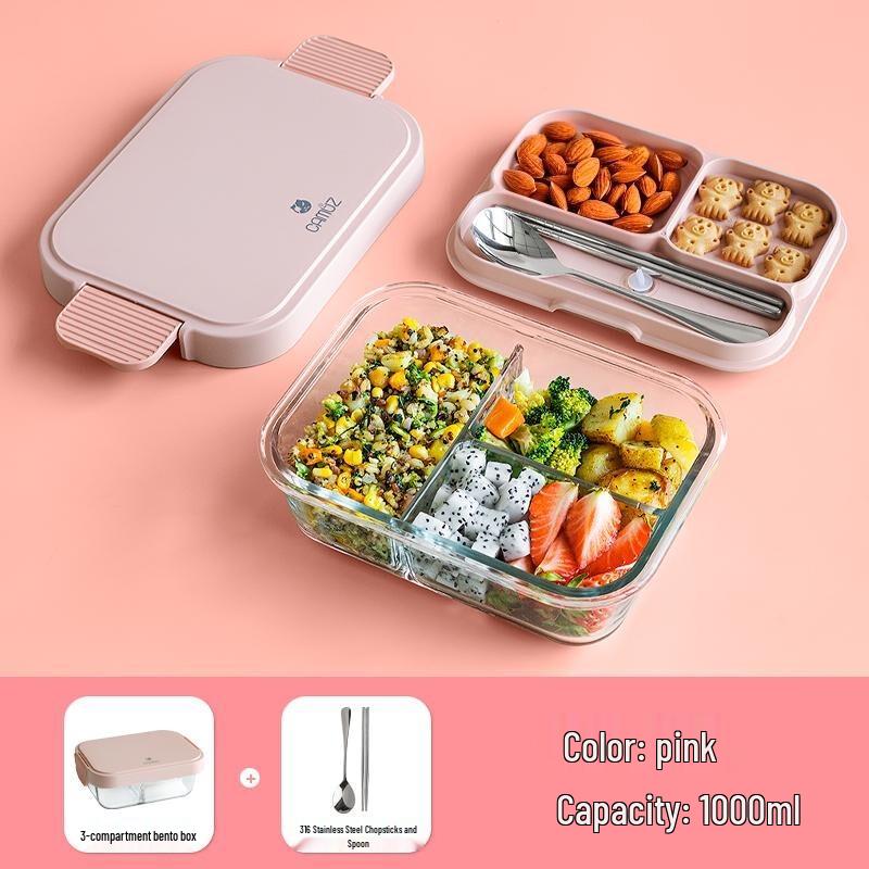 CAMUZ High Borosilicate Glass Lunch Box with Utensils