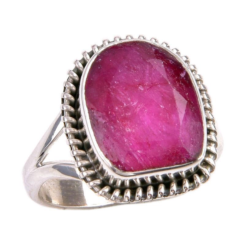 Red Ruby(Simulated) Gemstone Handmade 925 Sterling Silver Gift Ring S.6.5 N4z51