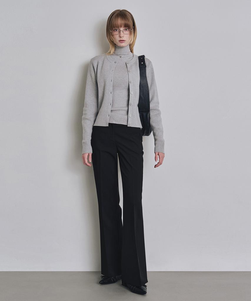 Keoseuteomeokeullagumeon Semi-Bootcut Slacks Black Cowpt001Black