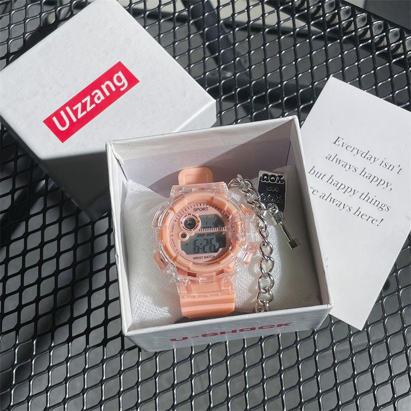 Electronic watch women's model, transparent smart sports multi-functional trend luminous watch for middle and high school students