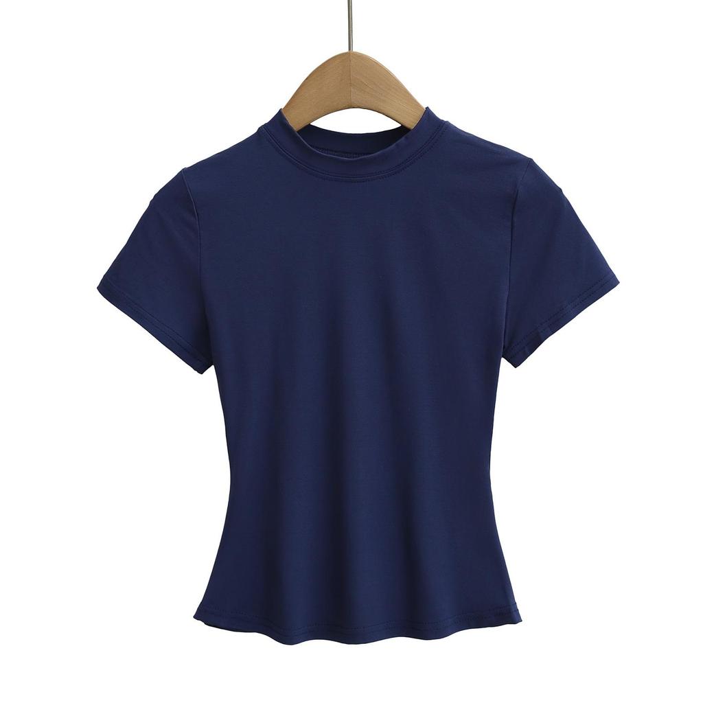2024 American Women's Slim Fit Round Neck Short Sleeve Stretch T-Shirt