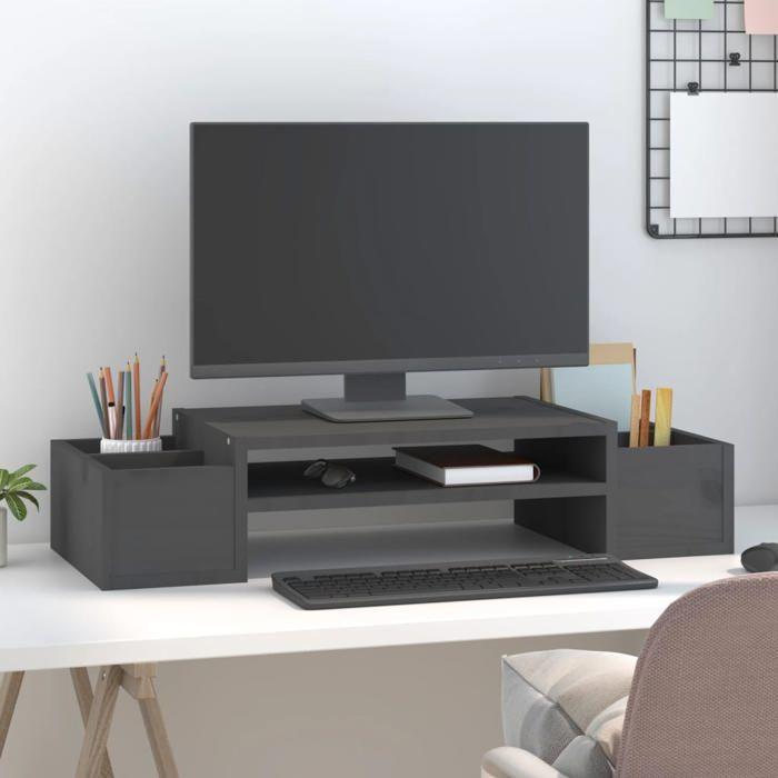 VidaXL Support de Moniteur Rehausseur d'Ecran Support pour Ordinateur Portable Bureau Maison Intérieur Gris 70x27,5x15 cm 813966