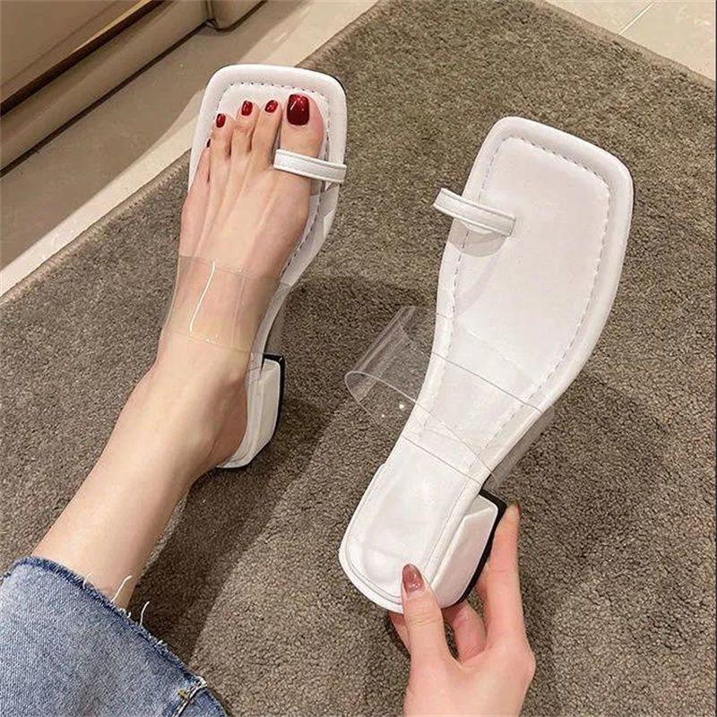 Open-toed Slippers Women's Summer Sandals Wear Internet Celebrity Fashion High Heels 2025 New Thick Heel Cover Toe Cool Slippers Women's Summer