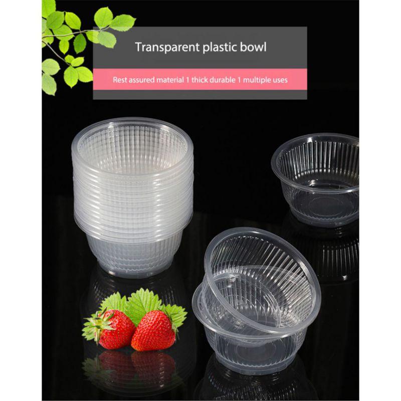 20PCS Food Grade Plastic Disposable Lunch Bowl Transparent Thick Round Lunch Bowl Kitchen Accessories Hot Pot Tableware