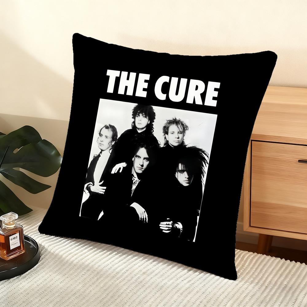 Vintage The C-Cure Rock Band Cushion Cover Soft Short Plush Pillow Cover Smooth Cozy Texture Aesthetic Cushion Case Home Decor