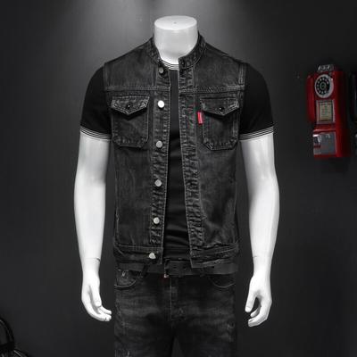 Men's Harley Motorcycle Team Shirt Black Stand Collar Large Denim Vest Men's Fat Brother M-5XL