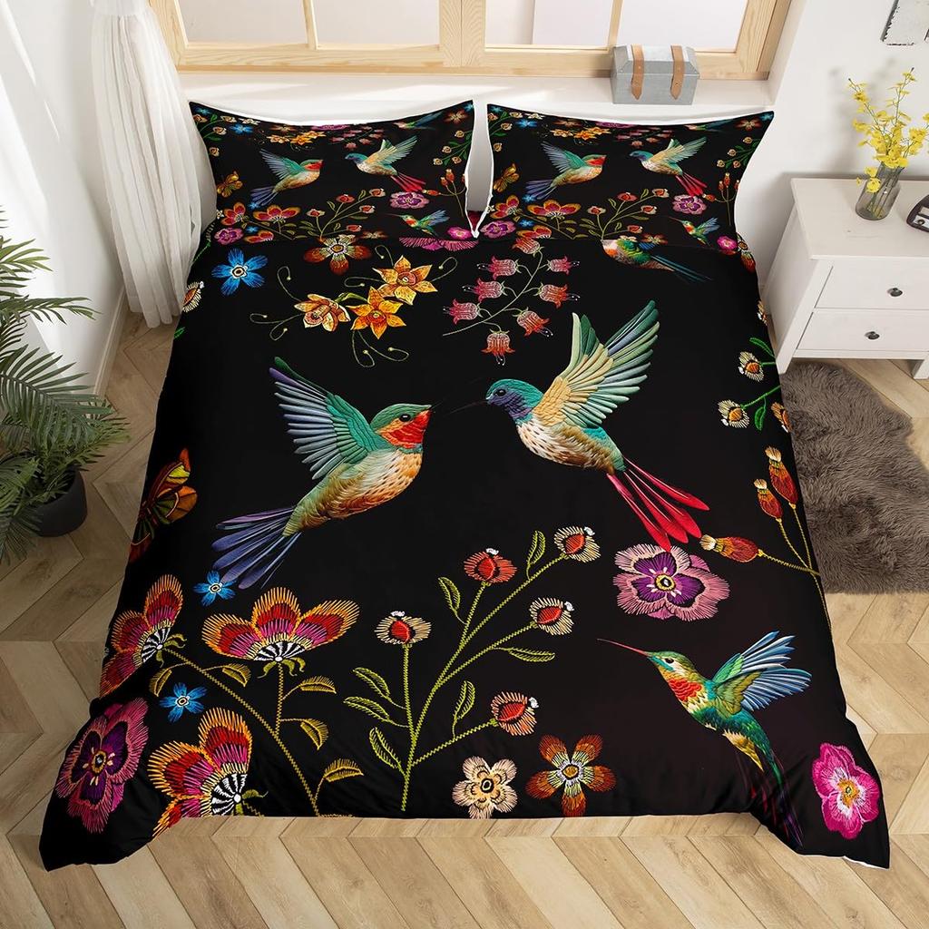 Hummingbird Duvet Cover For Kids Boys Girls Quilt Covers Lightweight Down Bedroom Decor 2 Pillowcases 1 Duvet Cover No Comforter