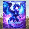 1PC Custom Name Blue Dragon Thunderstorm Outdooor Flannel Blankets Patterns Throw Blanket All-Season Soft Gift for Couch, Bed, Camping Gifts