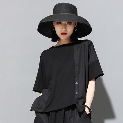2025 Summer Dark Style Women's Patchwork Short Sleeve T-shirt