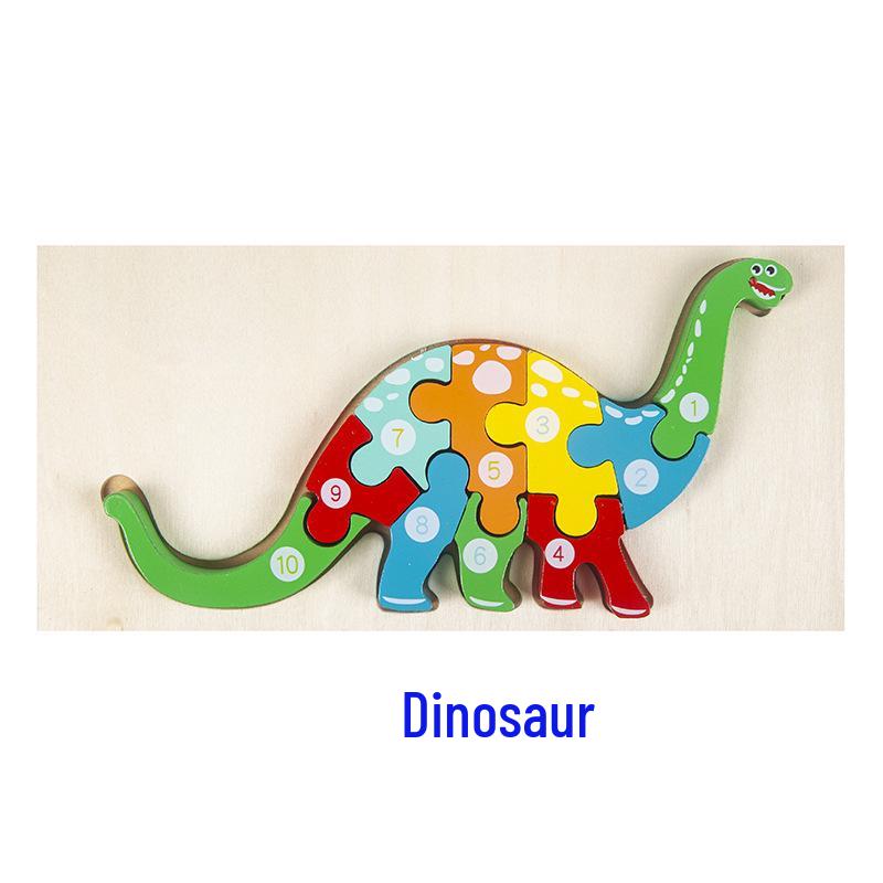 Wooden 3D Cartoon Number Puzzle Board for Kindergarten Kids – Educational Toy