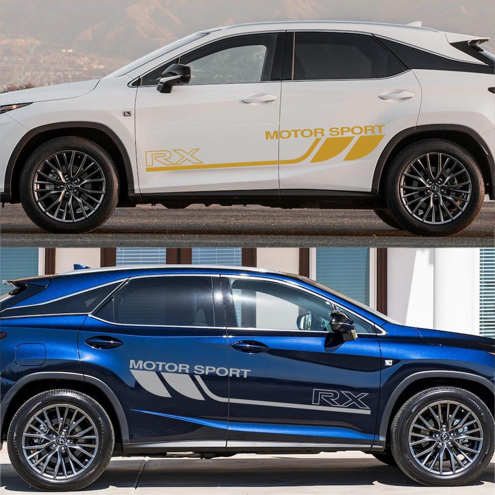 2PCS Car Door Side Stripe Stickers For Lexus RX 350 250 300 Motor Graphics Sport Body Decoration Auto Accessories Vinyl
