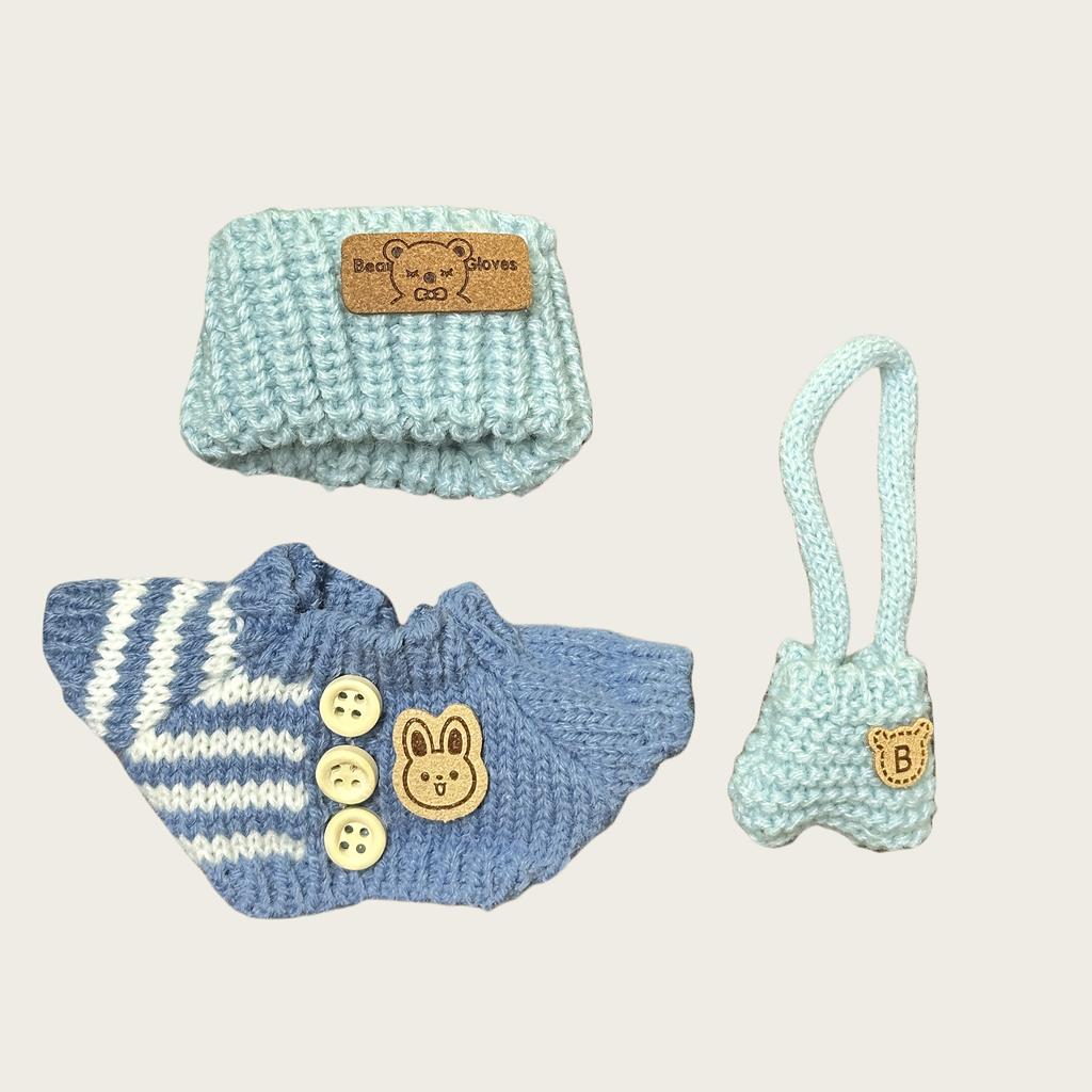 Fashion Clothes Set for Labubu Handcrafted Crochet 3pcs Set Cute Clothes Bag Hat DIY Stylish Fun Labubu Clothes Accessories