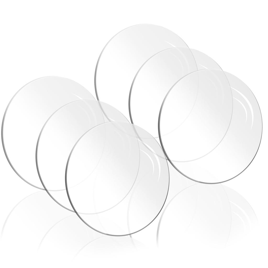 ziyue 6-Piece Acrylic Block Display Stand, 150mm Diameter x 5mm Thick, Round Acrylic Stand, Transparent Display Base