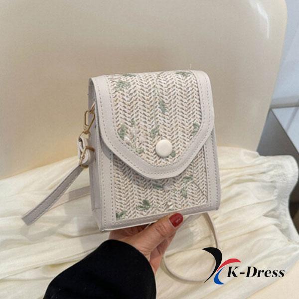 Tobit Embroidered Flower Bag Structured Bag Envelope Bag Mini Bag Auxiliary Bag Rattan Bag Crossbody Women's Bag (2 Colors)