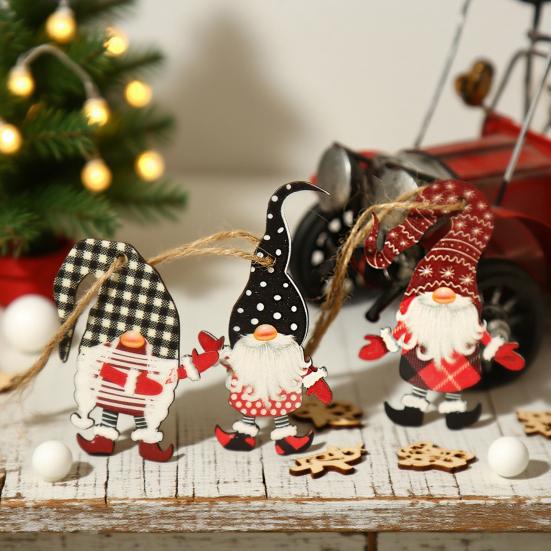 9Pcs Wooden Christmas Tree Hanging Decorations Handmade Elf Gnome Doll Ornaments Xmas Tree Home Holiday Decor