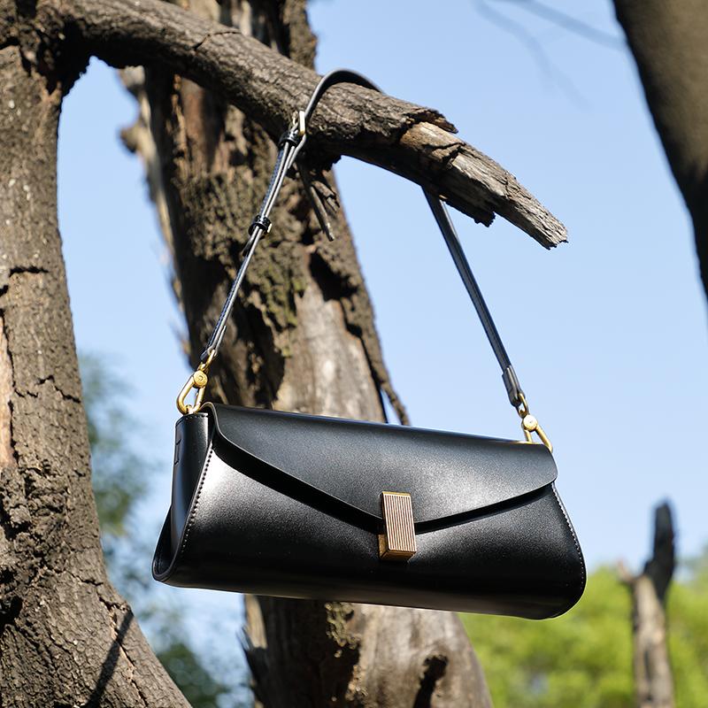 Women's Bag Designer Genuine Leather Women Shoulder Bag High Quality Baguette Handbags Female Rectangular Crossbody Bags