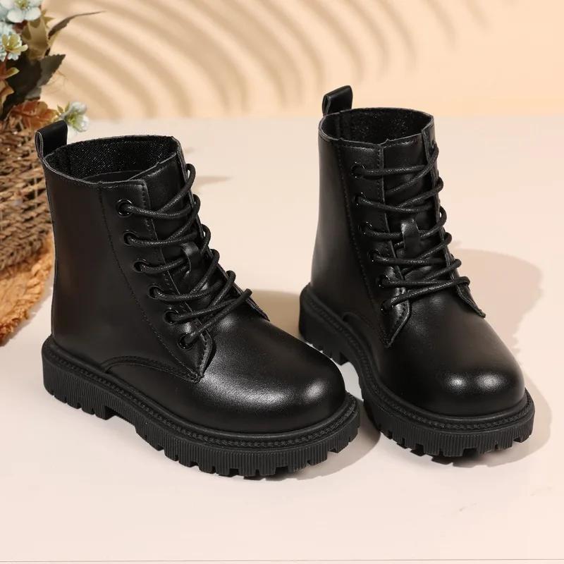 Kinder Kurzstiefel Unifarbe Vielseitig Mädchen Lederstiefel Runde Zehen Weiche Sohle Herbst Winter Kinder Chelsea Boots