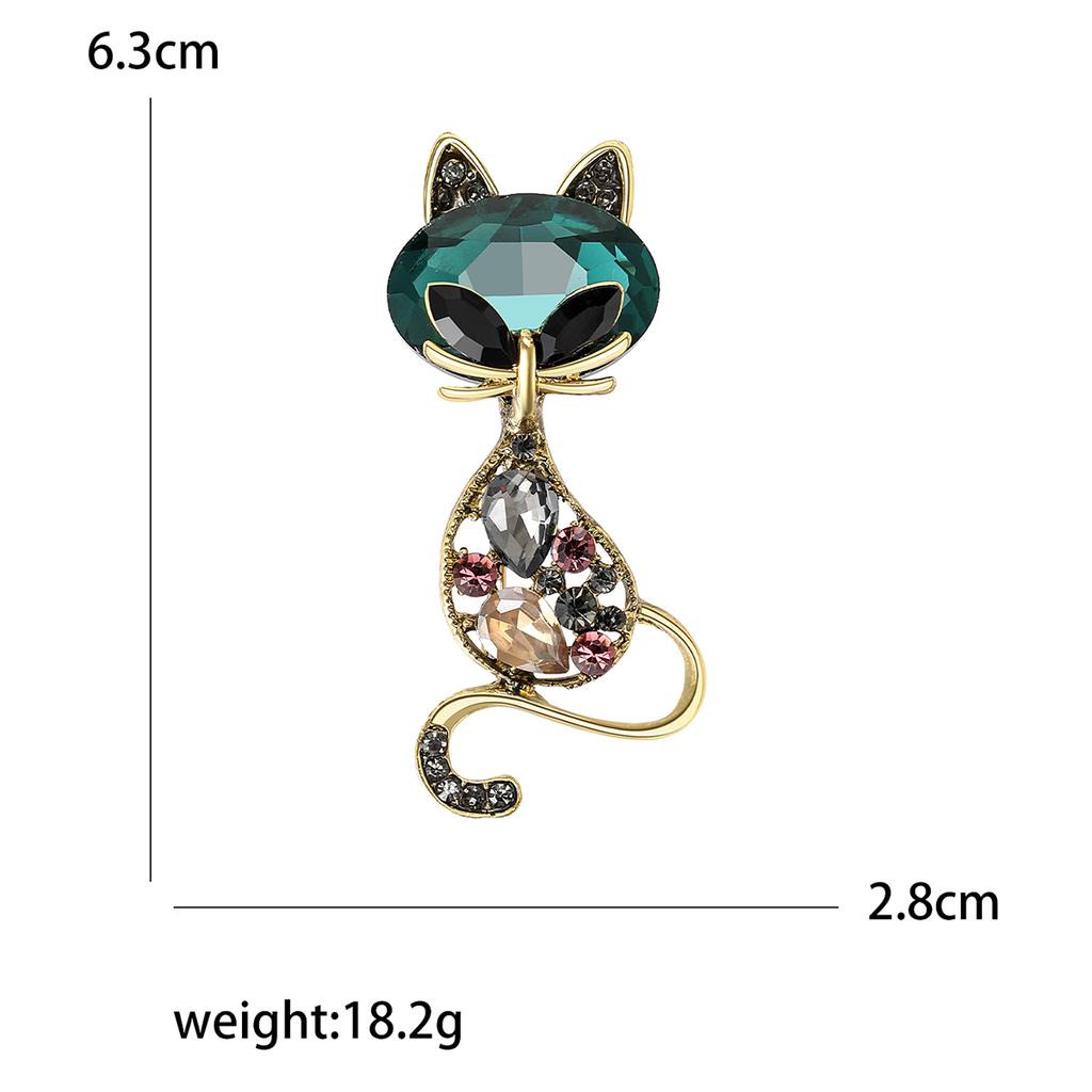 Enamel Cat Pin for Women Unisex Rhinestone Cats Brooch Kitten Lapel Pins Banquet Party Backpack Gifts Jewelry Accessories