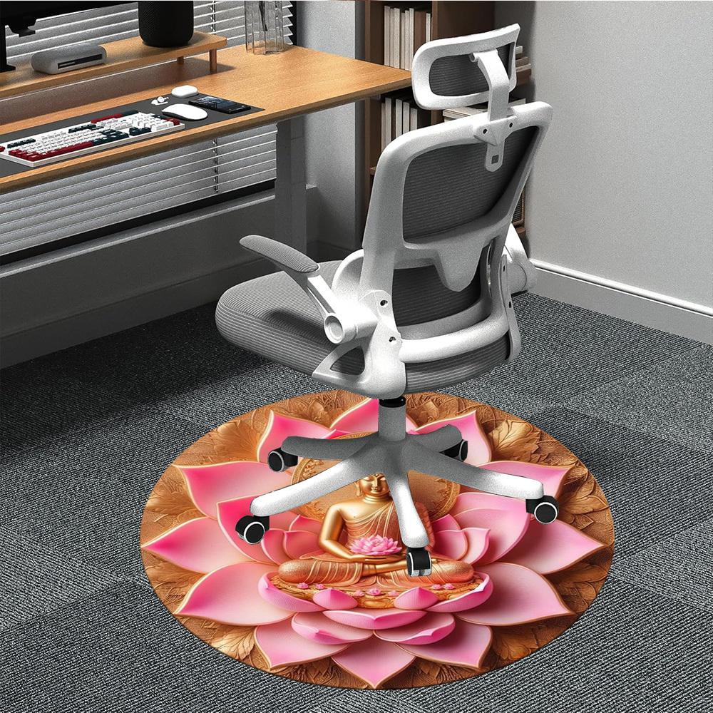 

1pc Buddha Statue Chair Carpet for Office Non-Slip Mat for Office - Decorative Floor Mat yy251030197 80cm by 80cm