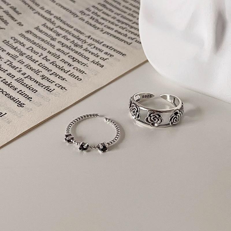 Rose Modern Vintage Ring For Women Geometric Open Adjustable Ring Fashion Statement