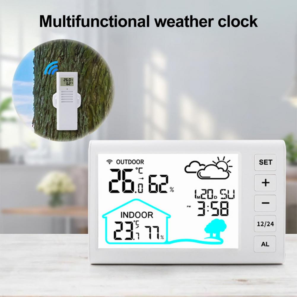 Digital Thermometer Hygrometer Lcd Backlit Display Thermometer Wireless Weather Station with Barometer Sensor for Indoor Outdoor