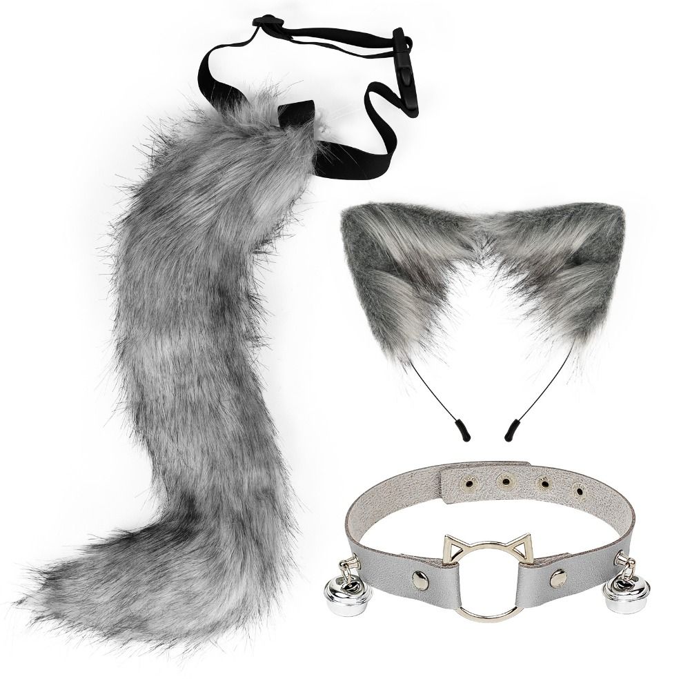 1 Set Cat Ear Halloween Cosplay Accessories Necklace Cat Tail Halloween Animal Cosplay Props Cute Adjustable